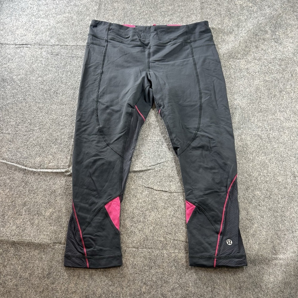 Lululemon Leggings Womens 8 Inspire Crop II Gray Hot Pink Tight Yoga